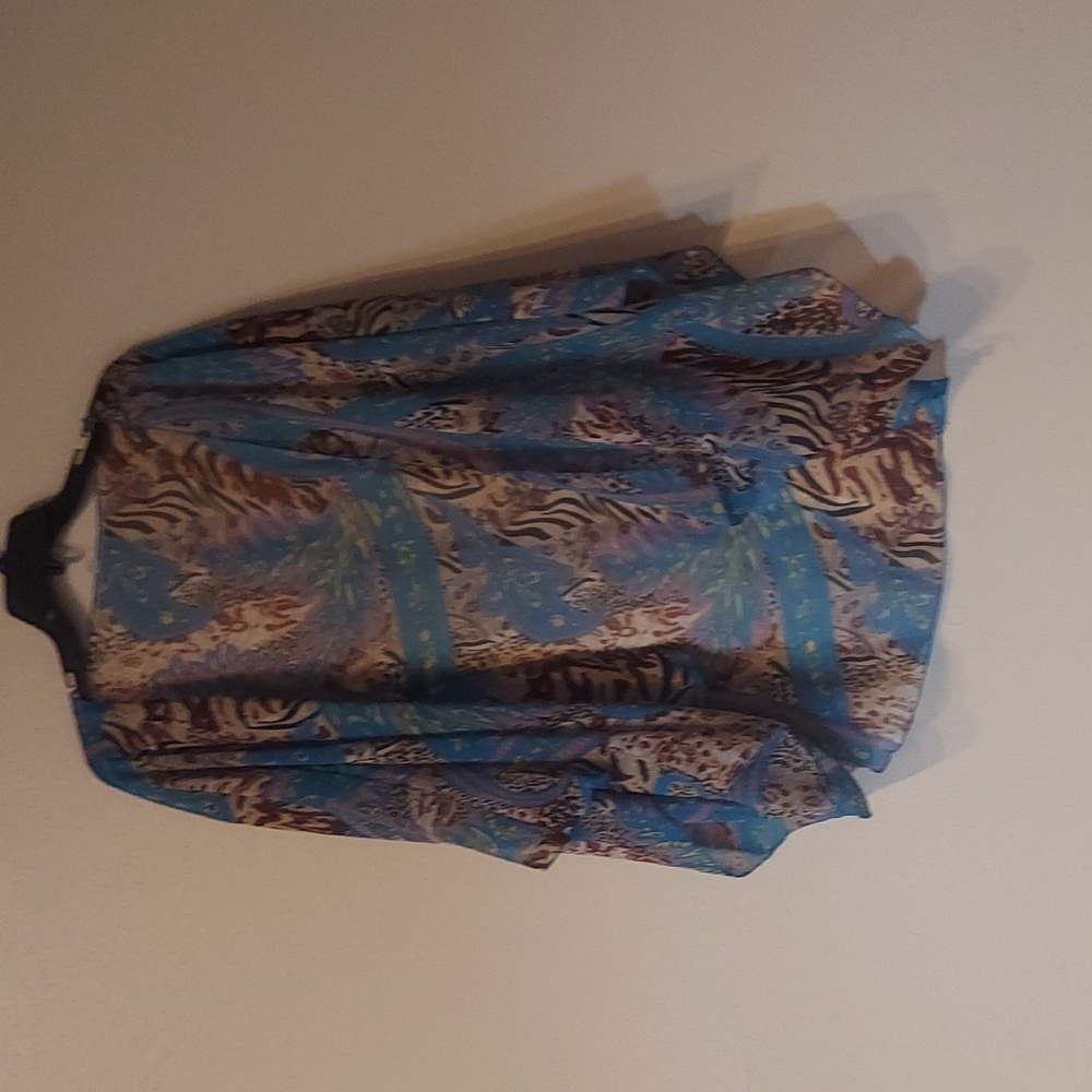 Sheer Kimona Swim Suit Cover-Up Vibrant Print Size Small